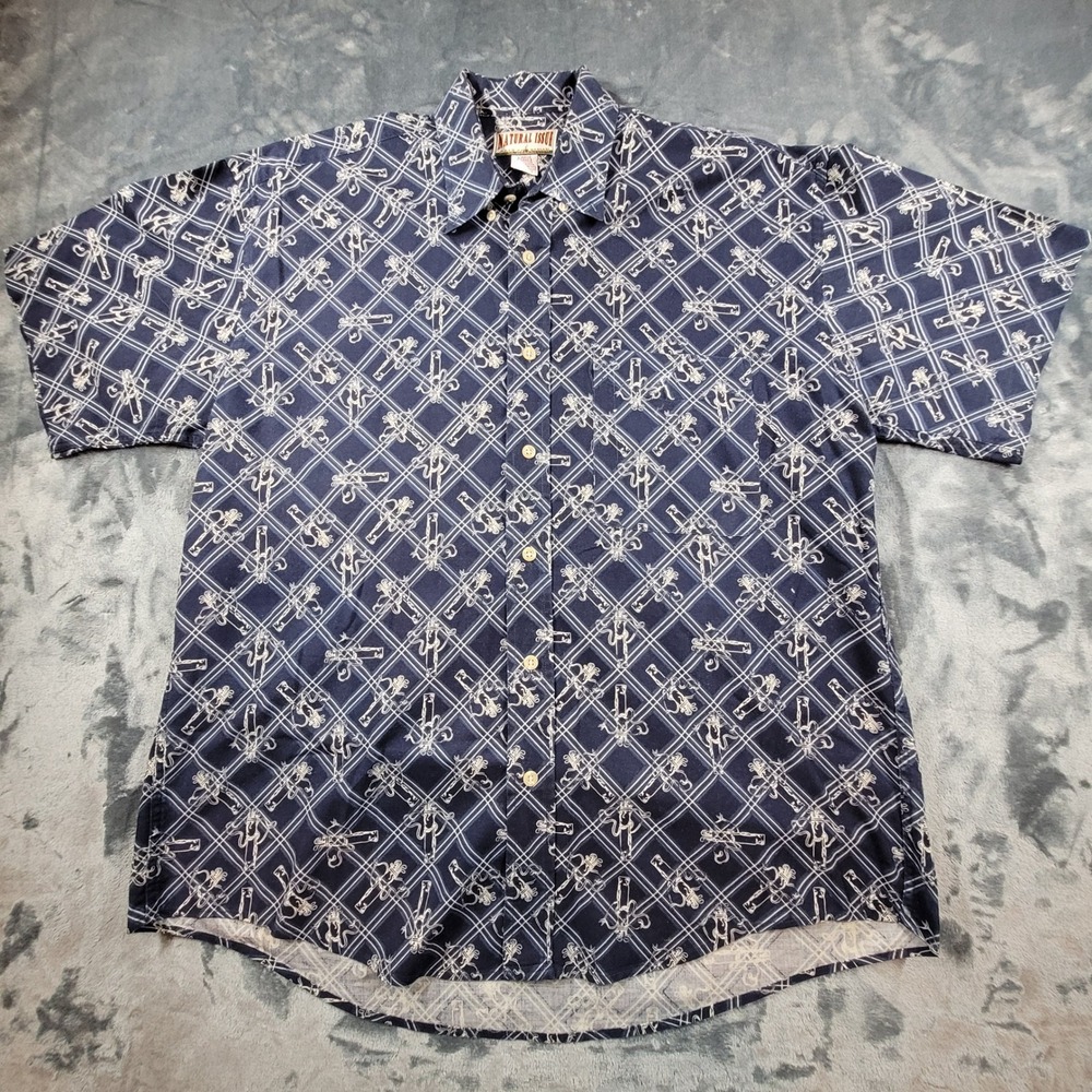 VTG Natural Issue Golf Collection Mens Large Navy Blue Cotton Short Sleeve Shirt